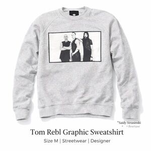 Tom Rebl Graphic Crewneck Sweatshirt Gray Size M - Band Print Streetwear